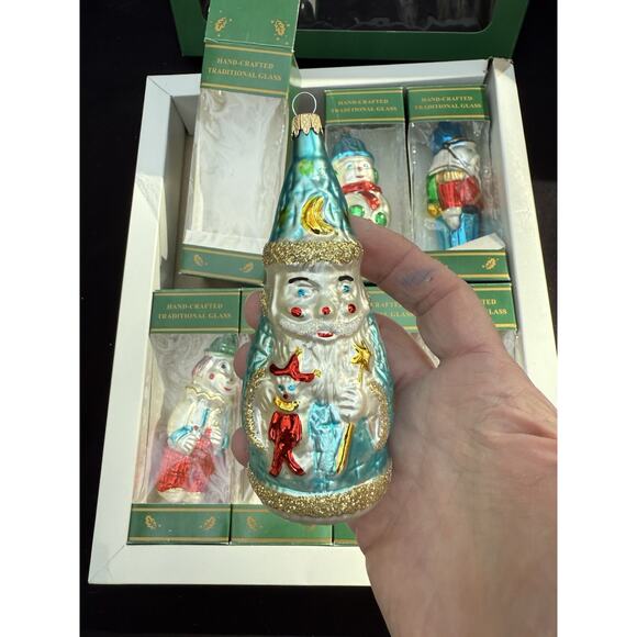 Vintage 1990’s Set of 7 Glass Kurt Adler Traditional Glass Christmas Ornaments - Picture 9 of 16